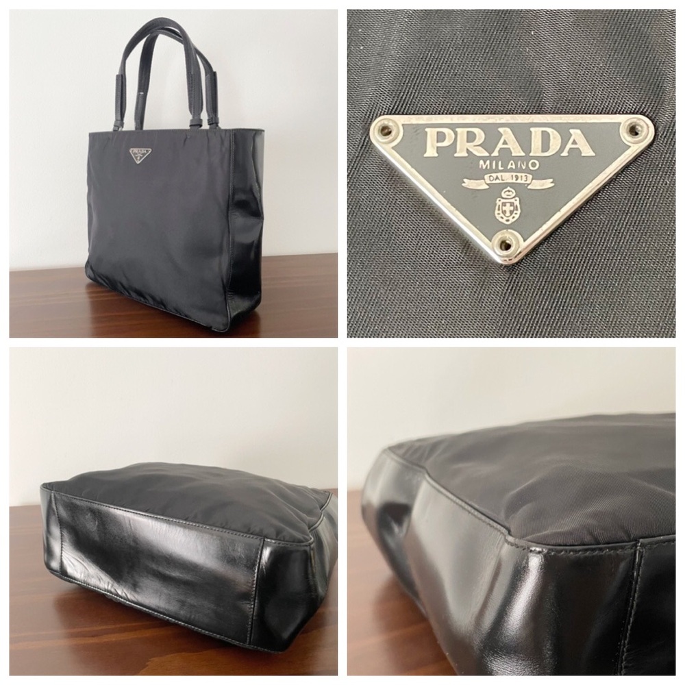 Prada black Tessuto town nylon and leather Y2K zip tote bag vintage - Picture 3 of 13